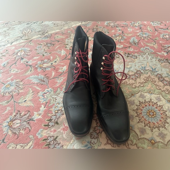 Christian Louboutin Black Leather Combat Boots – Size 44 – Red Sole Chain Tread - Picture 2 of 13